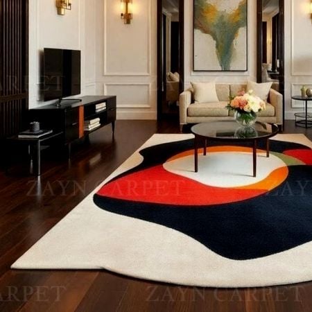 Handcrafted Abstract Circular Modern Living Room Rug
